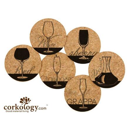 CORKOLOGY Wine Glasses Cork Coaster Sets 405